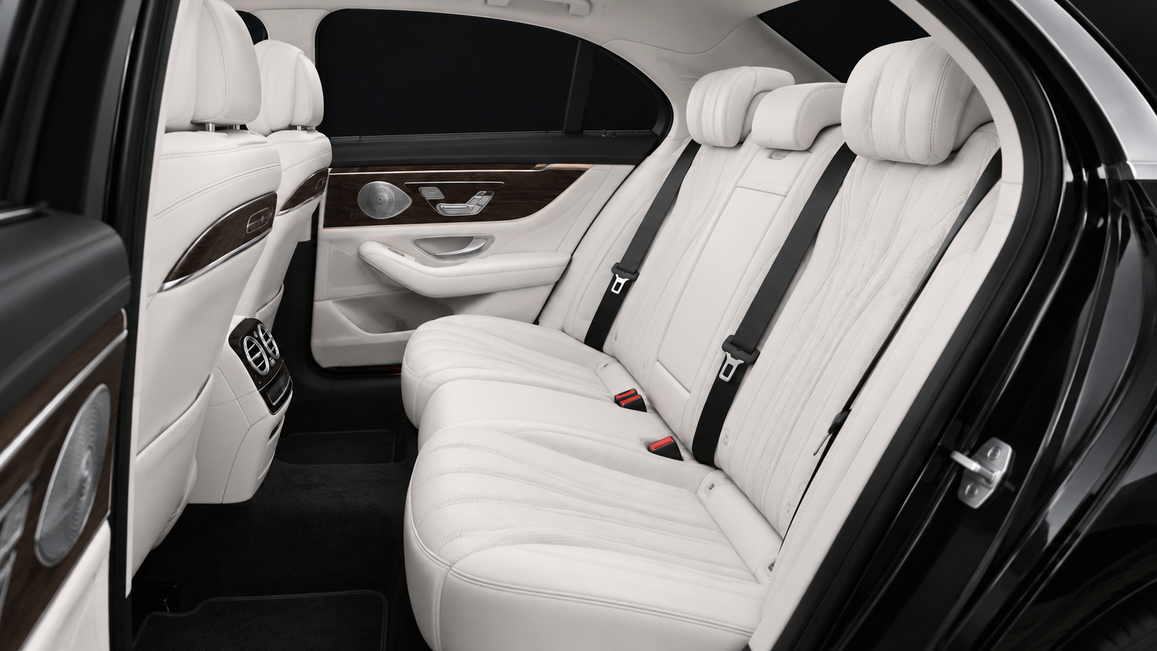 Mercedes-Benz S-Class — The white leather rear cabin (interior visualisation)